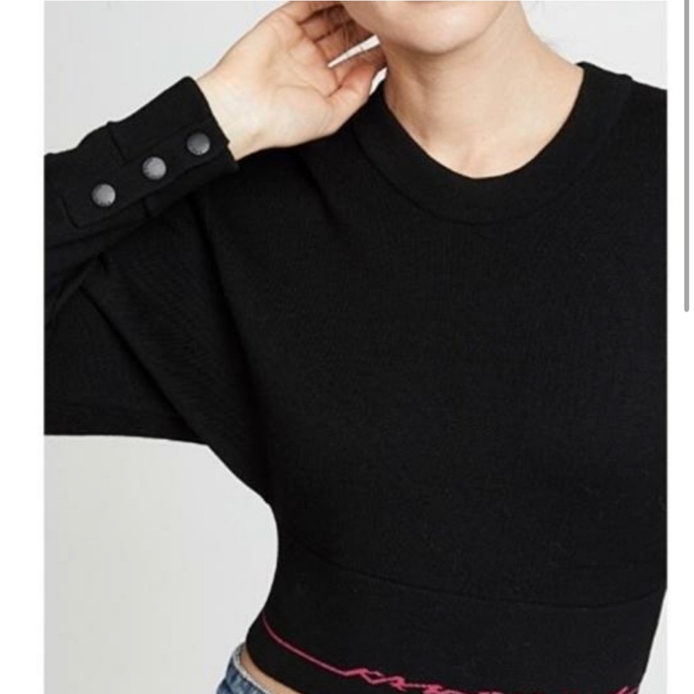 Rag & Bone / JEAN Sharon Knit Top Black Pink Cropped Crewneck Sweater Size XS - Picture 6 of 16